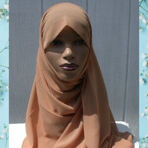 Vintage Plain Chiffon Scarf 72 x 30 inch Tan